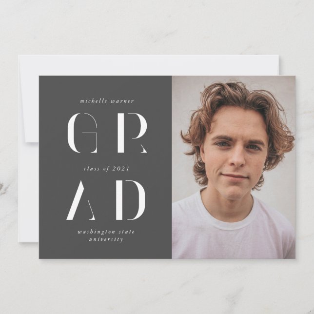 elegant modern script graduate announcement (Front)
