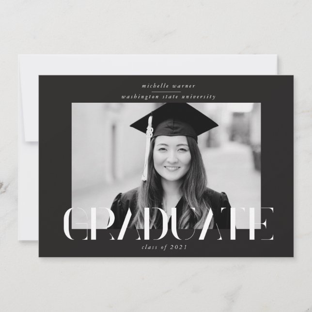 elegant modern script graduate announcement (Front)