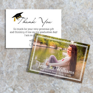 elegant modern script graduation 2025 photo thank you card