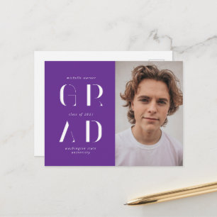 Elegant Modern Script Graduation Announcement  Postcard