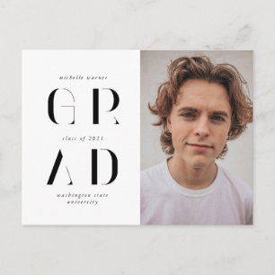 elegant modern script graduation announcement  postcard