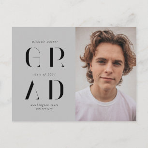 elegant modern script graduation announcement  postcard