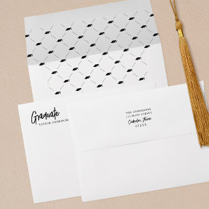 Elegant Modern Script Graduation Return Address Envelope