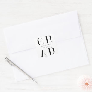 elegant modern script graduation square sticker