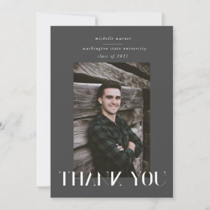 elegant modern script graduation thank you card