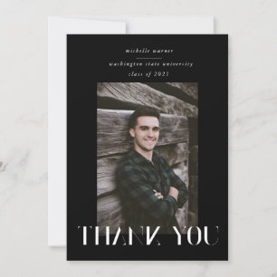 elegant modern script graduation thank you card
