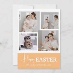Elegant Modern Script Happy Easter family photo Holiday Card