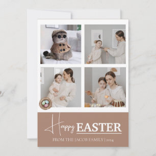 Elegant Modern Script Happy Easter family photo Holiday Card