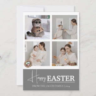 Elegant Modern Script Happy Easter family photo Holiday Card