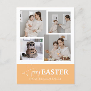 Elegant Modern Script Happy Easter family photo Holiday Postcard