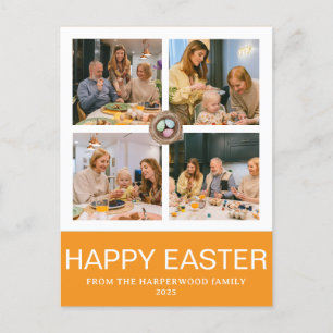 Elegant Modern Script Happy Easter family photo Holiday Postcard
