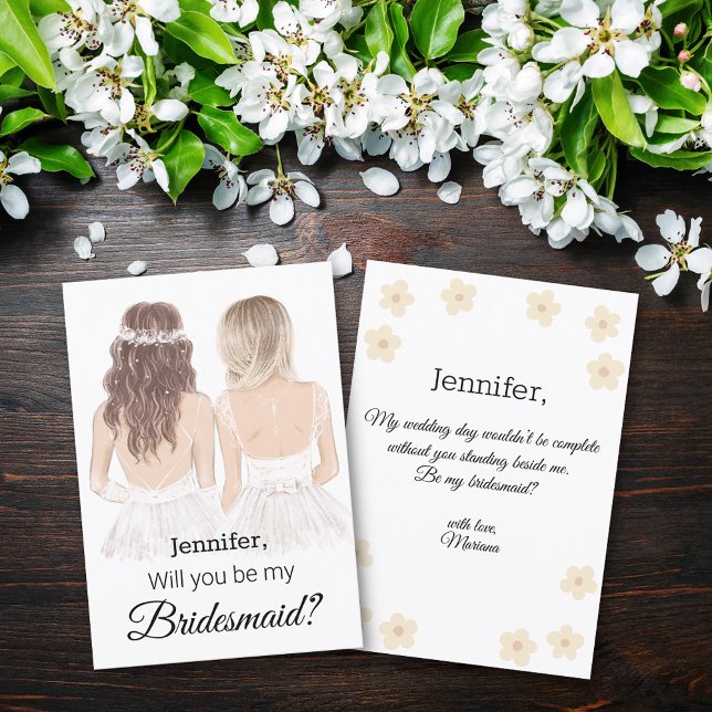 elegant modern script illustration bridesmaid invitation (Creator Uploaded)