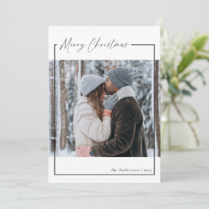 Elegant Modern Script Merry Christmas Photo  Holiday Card