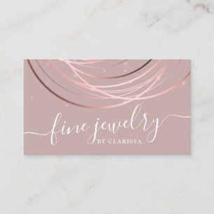 Elegant modern script minimal rose gold jewellery business card
