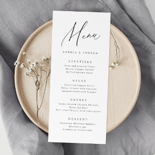 Elegant modern script minimalist wedding menu