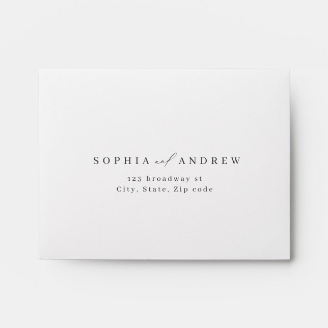 Elegant modern script minimalist wedding RSVP Envelope (Front)
