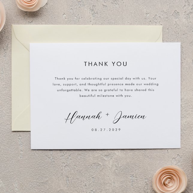 Elegant Modern Script Minimalist Wedding Thank You Card (Creator Uploaded)