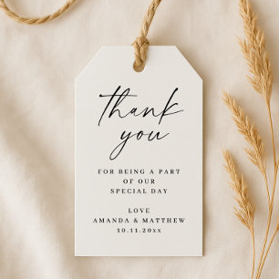 Elegant modern script minimalist wedding thank you gift tags