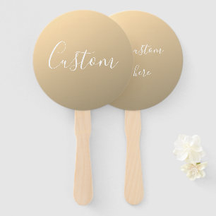 Elegant Modern Script Monogram or Word   Golden Hand Fan