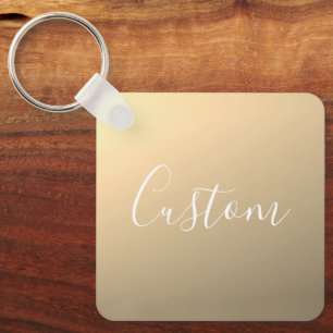 Elegant Modern Script Monogram or Word   Golden Key Ring