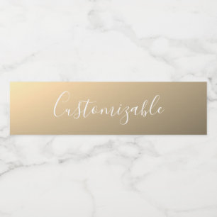 Elegant Modern Script Monogram or Word   Golden Water Bottle Label