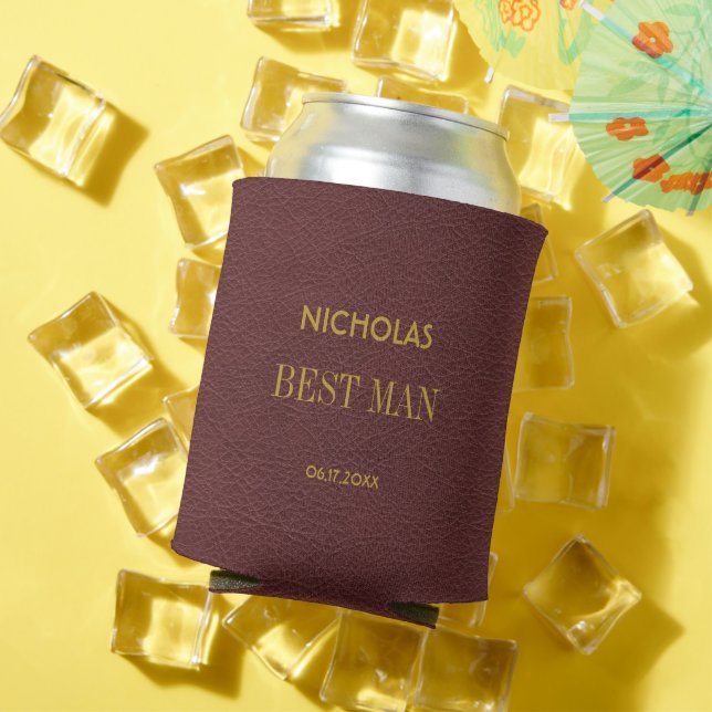 Elegant modern Script Personalised Best Man Can Cooler (In Situ Summer)