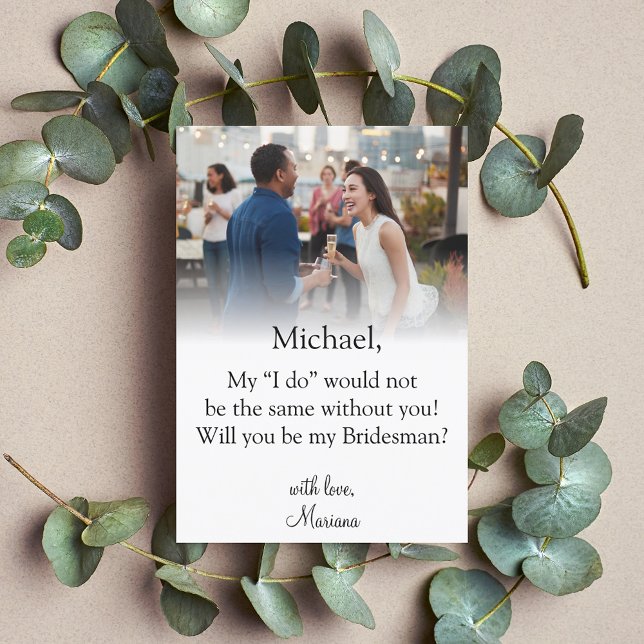 elegant modern script photo bridesman proposal invitation (Creator Uploaded)