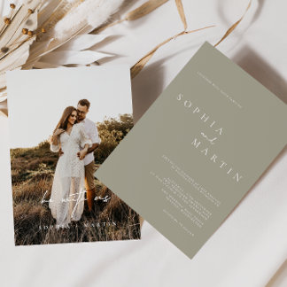 Elegant Modern Script Photo Classic Wedding Invitation