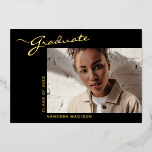 Elegant Modern Script   Photo Grad Announcement