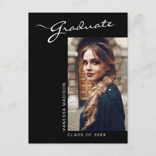 Elegant Modern Script Photo Grad Announcement Postcard