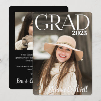 Elegant Modern Script Photo Graduation Announcement