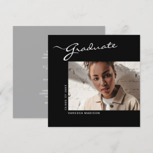 Elegant Modern Script   Photo Graduation Announcement