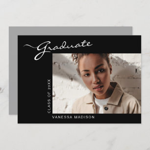 Elegant Modern Script   Photo Graduation Announcement