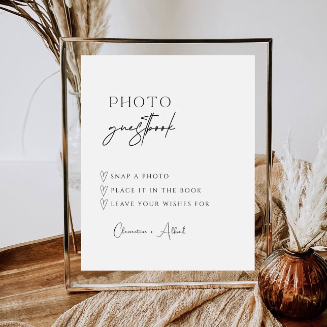 Elegant Modern Script Photo Guestbook Wedding Sign (Creator Uploaded)