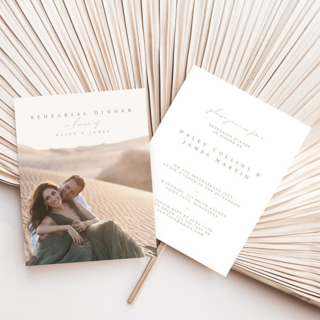 Elegant Modern Script Photo Rehearsal Dinner Invitation (Creator Uploaded)