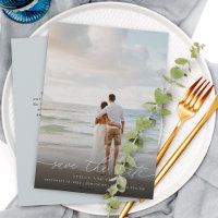 Elegant Modern Script Photo Wedding Save The Date