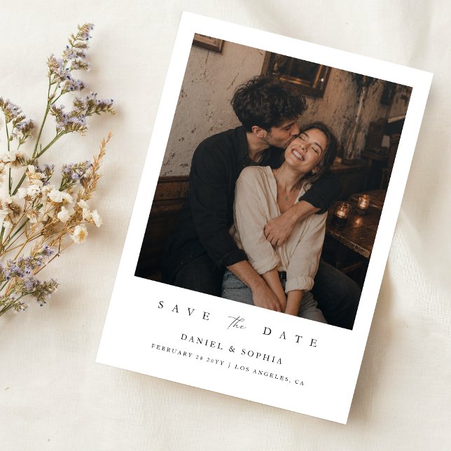 Elegant Modern Script Photo Wedding Save The Date (Creator Uploaded)