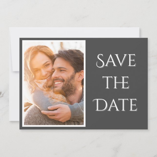 Elegant Modern Script Photo Wedding Save The Date (Front)