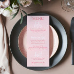 Elegant modern Script Pink Blush wedding Menu<br><div class="desc">Celebrate your special day with a touch of elegance and a hint of romance using our Pink Blush Wedding Flat Menu. Designed with meticulous attention to detail, this menu adds a pop of sophistication to your wedding reception. The soft, blush pink hue creates a charming and intimate ambiance, setting the...</div>