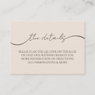 Elegant Modern Script QR Code Wedding Details Enclosure Card