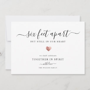 Elegant Modern Script Quarantine Rose Gold Heart Holiday Card