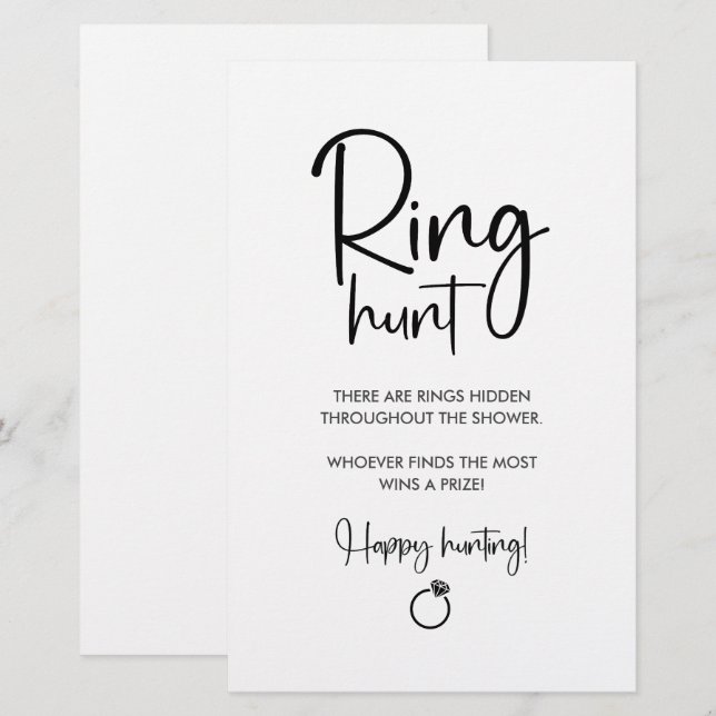 Elegant Modern Script | Ring Hunt Game Sing (Front/Back)