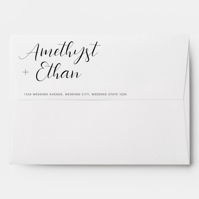 Elegant Modern Script Wedding Address  Envelope (Back (Top Flap))