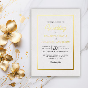 Elegant Modern Script Wedding Gold Foil Invitation