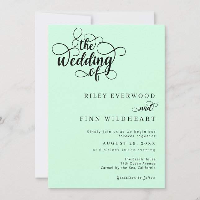 Elegant Modern Script Wedding Invitation (Front)