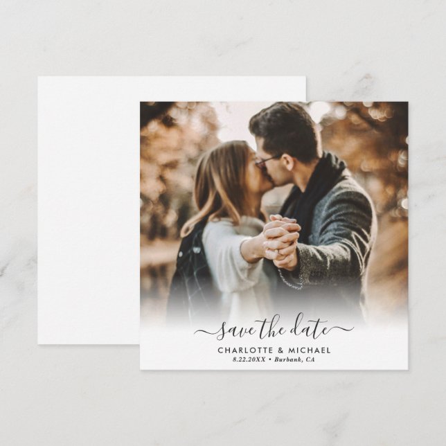 Elegant Modern Script Wedding Photo Announcement (Front/Back)