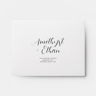 Elegant Modern Script Wedding RSVP Address Envelope