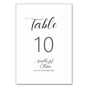 Elegant Modern Script Wedding Table Number