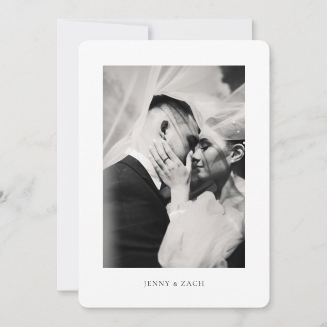 Elegant Modern Script Wedding Thank You Card (Front)