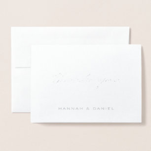 Elegant Modern Script Wedding Thank You Silver Foil Card